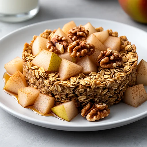 Spiced Pear & Walnut Baked Oatmeal finished dish