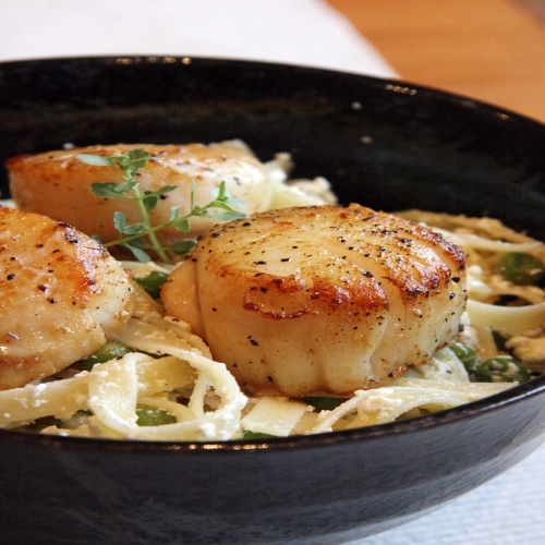 Lemon-Ricotta Pasta with Seared Scallops