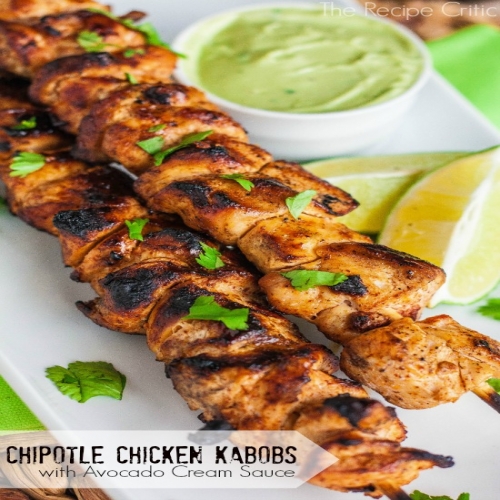 Chipotle Chicken Kabobs with Avocado Cream Sauce