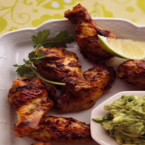 Lime-Marinated Chicken Wings with Avocado Dip