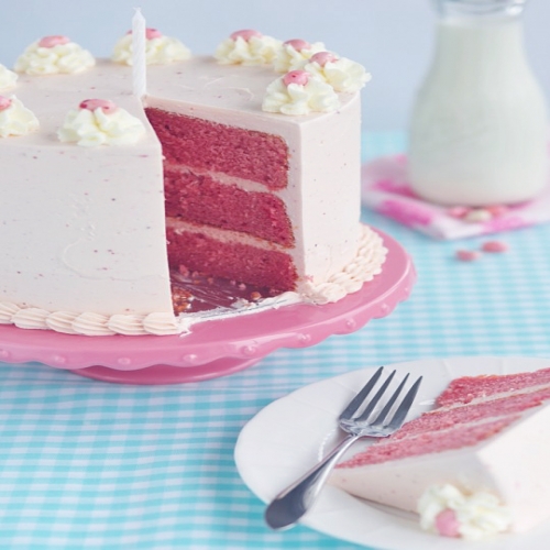 Strawberry Layer Cake with Whipped Strawberry Frosting