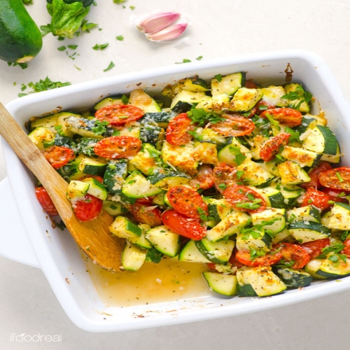 Garlic Parmesan Zucchini and Tomato Bake !!Enjoy!!