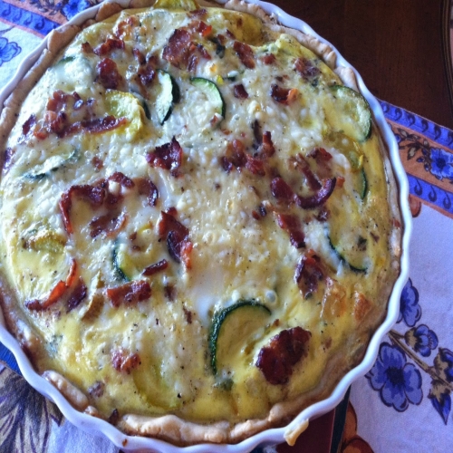 Summer Squash, Bacon, and Mozzarella Quiche