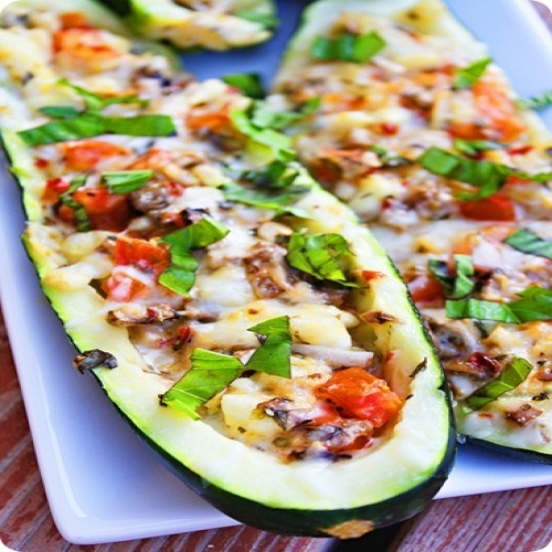 Spicy Italian Stuffed Zucchini Boats