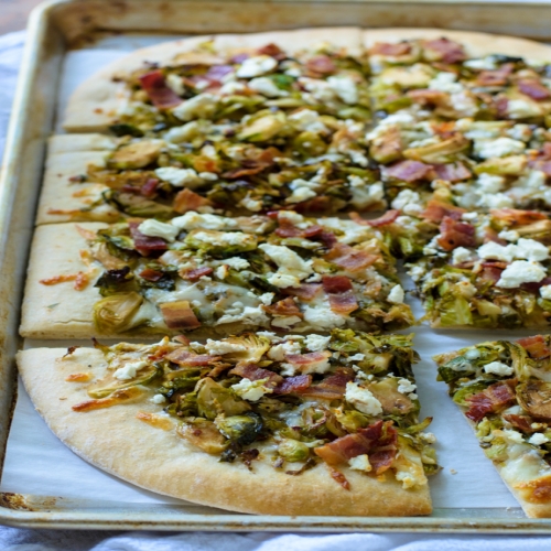 Balsamic Brussels Sprouts, Bacon and Feta Pizza