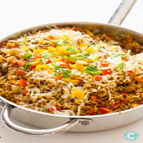 One Pot Spicy Taco Rice Skillet