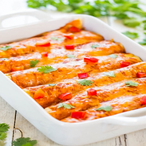 Sweet Potato, Corn, and Black Bean Enchiladas (vegetarian)