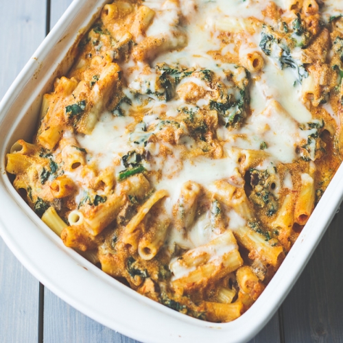 Vegetarian Pumpkin and Kale Pasta Bake