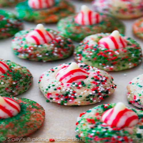 Candy Cane Kiss Cookies