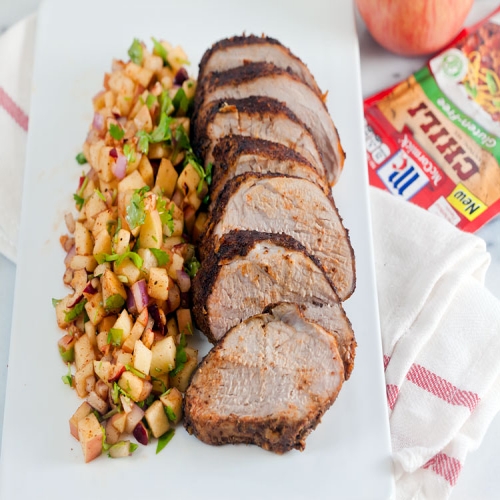Chili Rubbed Pork Loin with Apple Salsa