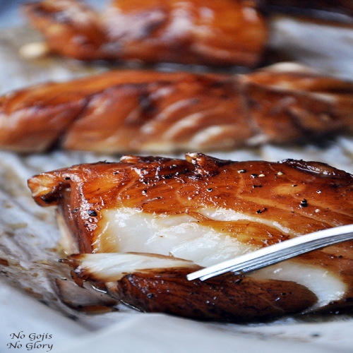 Baked honey marinated cod