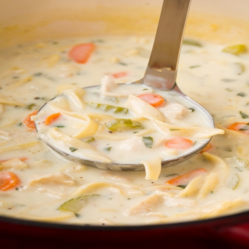 Creamy Chicken, Egg Noodle Soup