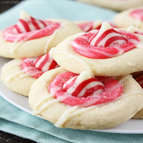 Peppermint Kiss Thumbprint Cookies