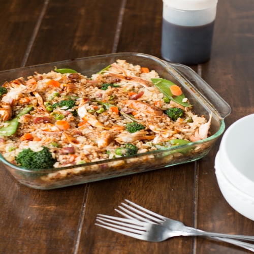 Teriyaki Chicken Fried Rice Casserole