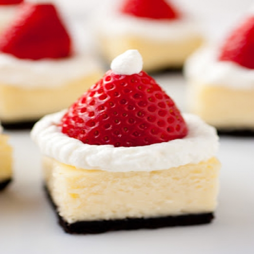 Santa Hat Egg Cheesecake Bites