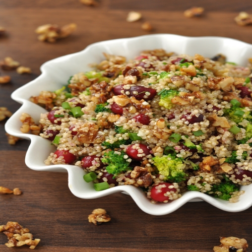 Cranberry Quinoa Salad with Candied Walnuts