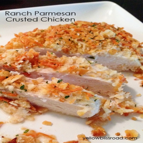 Baked Ranch Parmesan Crusted Cheese Chicken