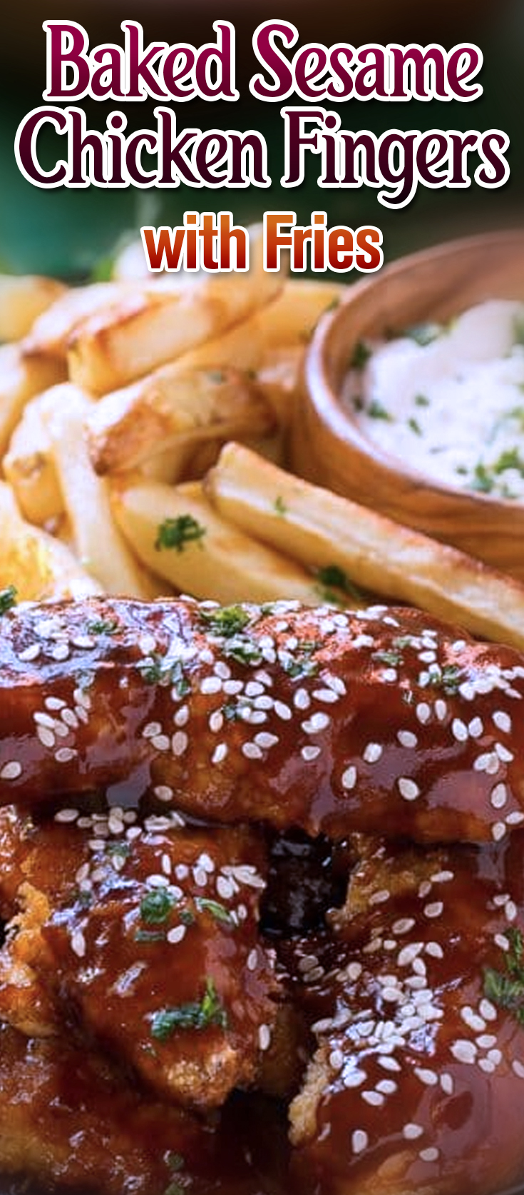 Baked Sesame Chicken Fingers with Fries