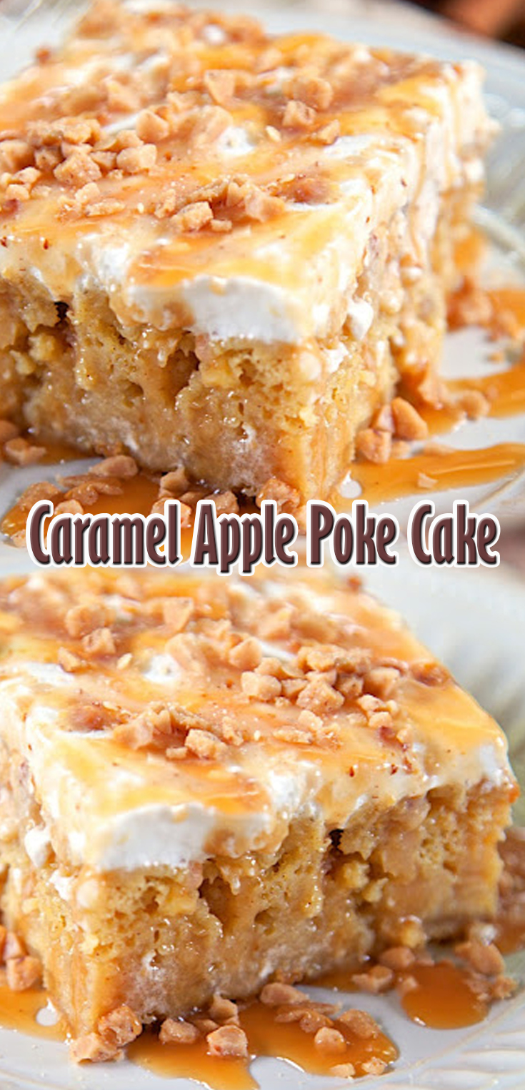 EASY Caramel Poke Cake with Toffee - SheSaved®