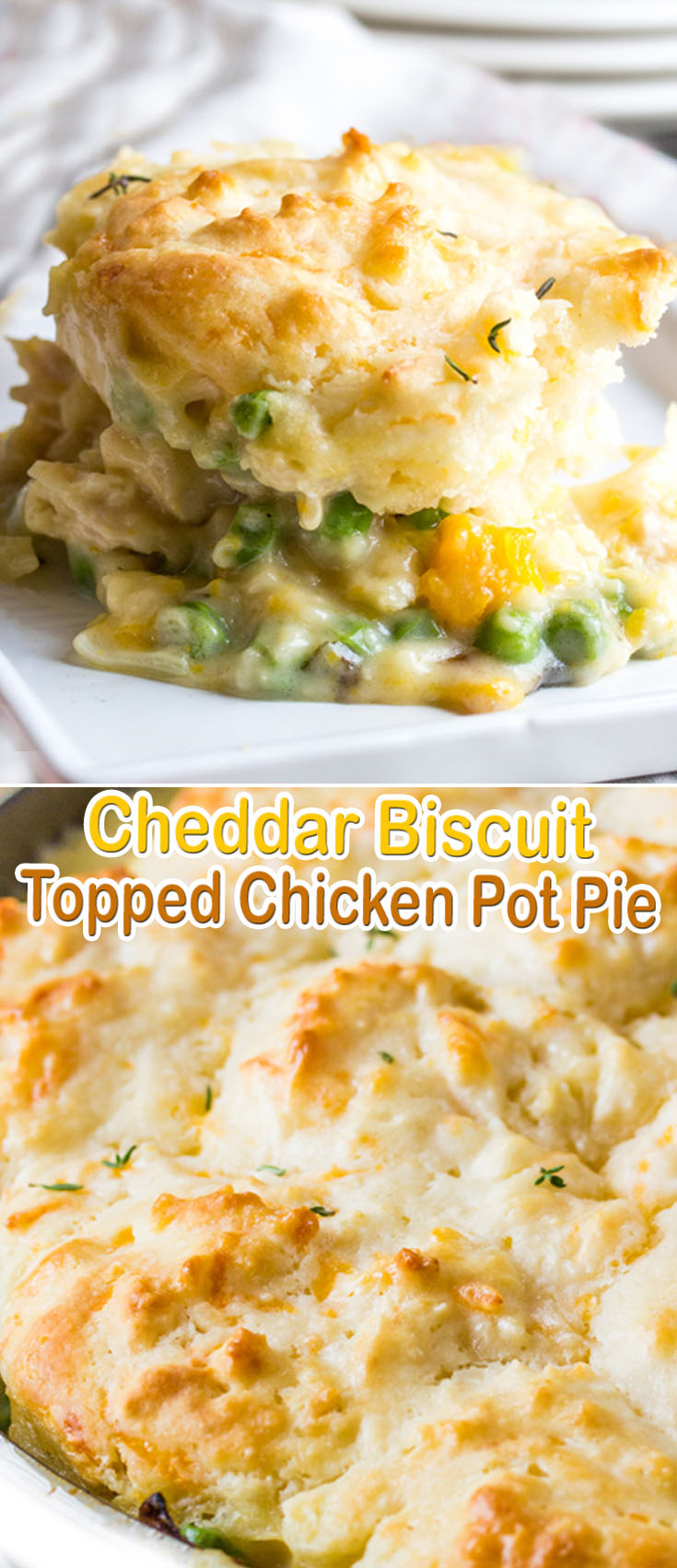 Cheddar Biscuit Topped Chicken Pot Pie