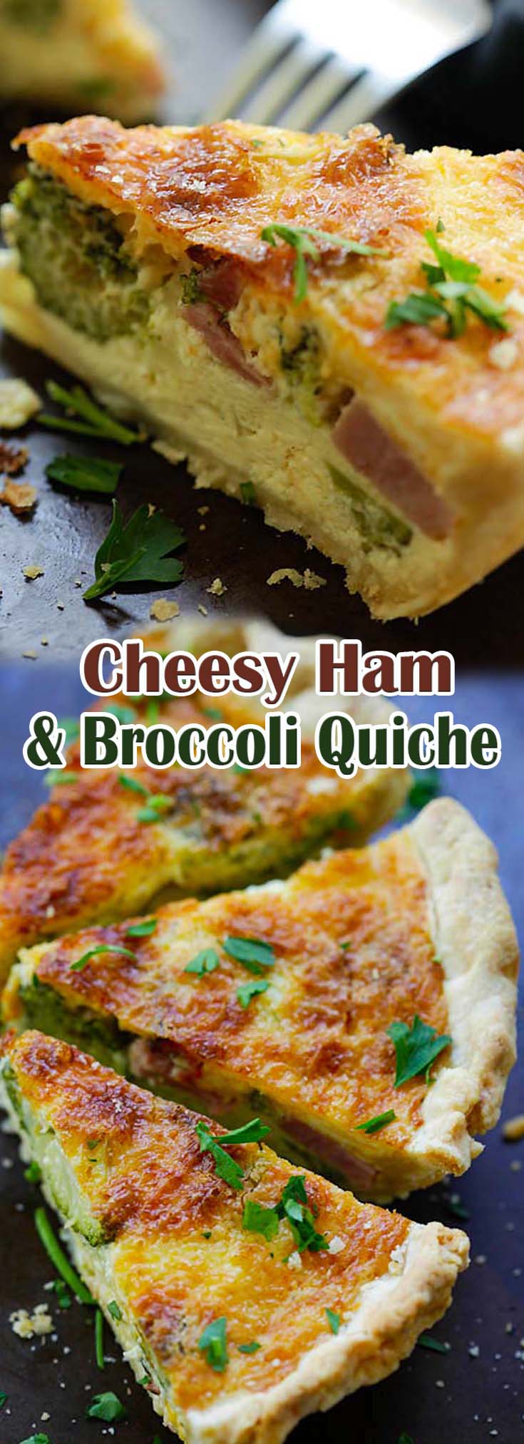 Cheesy Ham and Broccoli Quiche