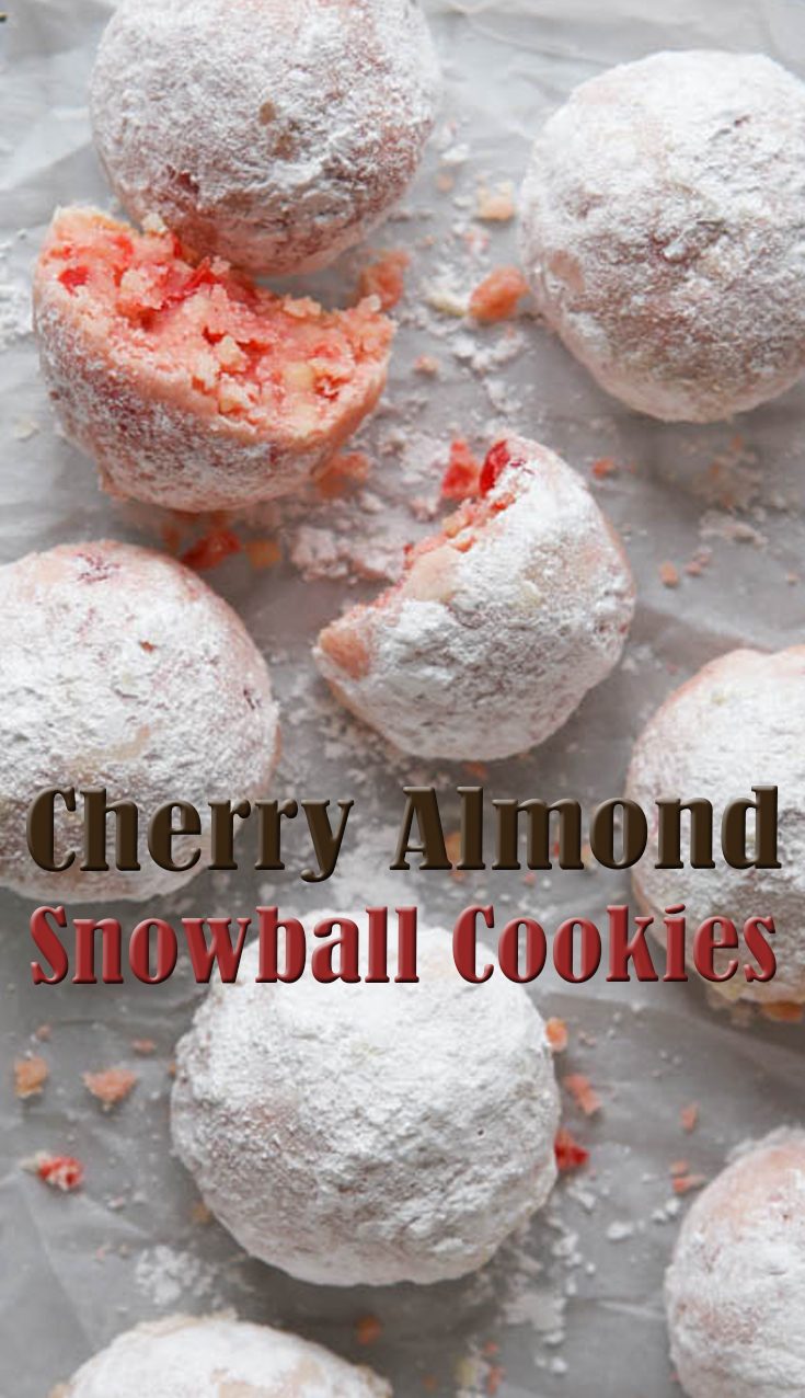 Cherry Almond Snowball Cookies