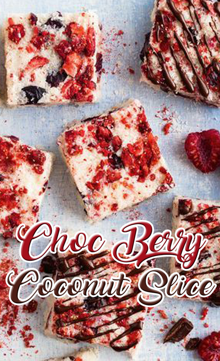 Choc Berry Coconut Slice