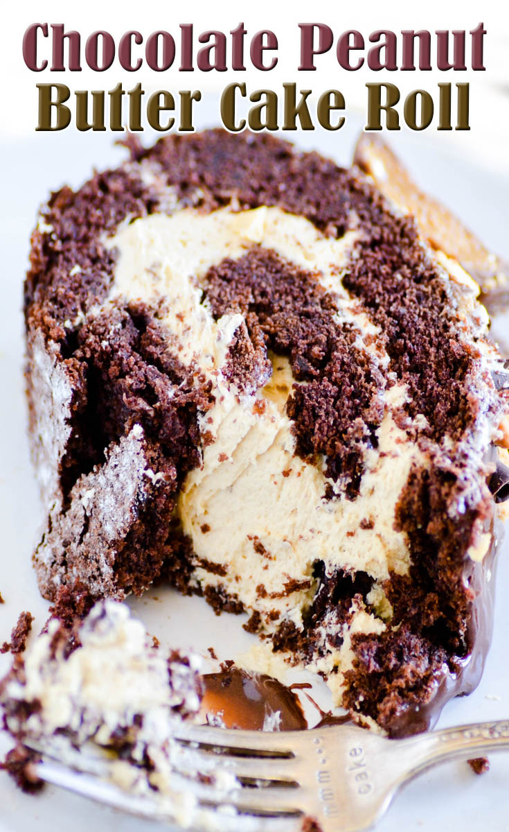 Chocolate Peanut Butter Cake Roll 