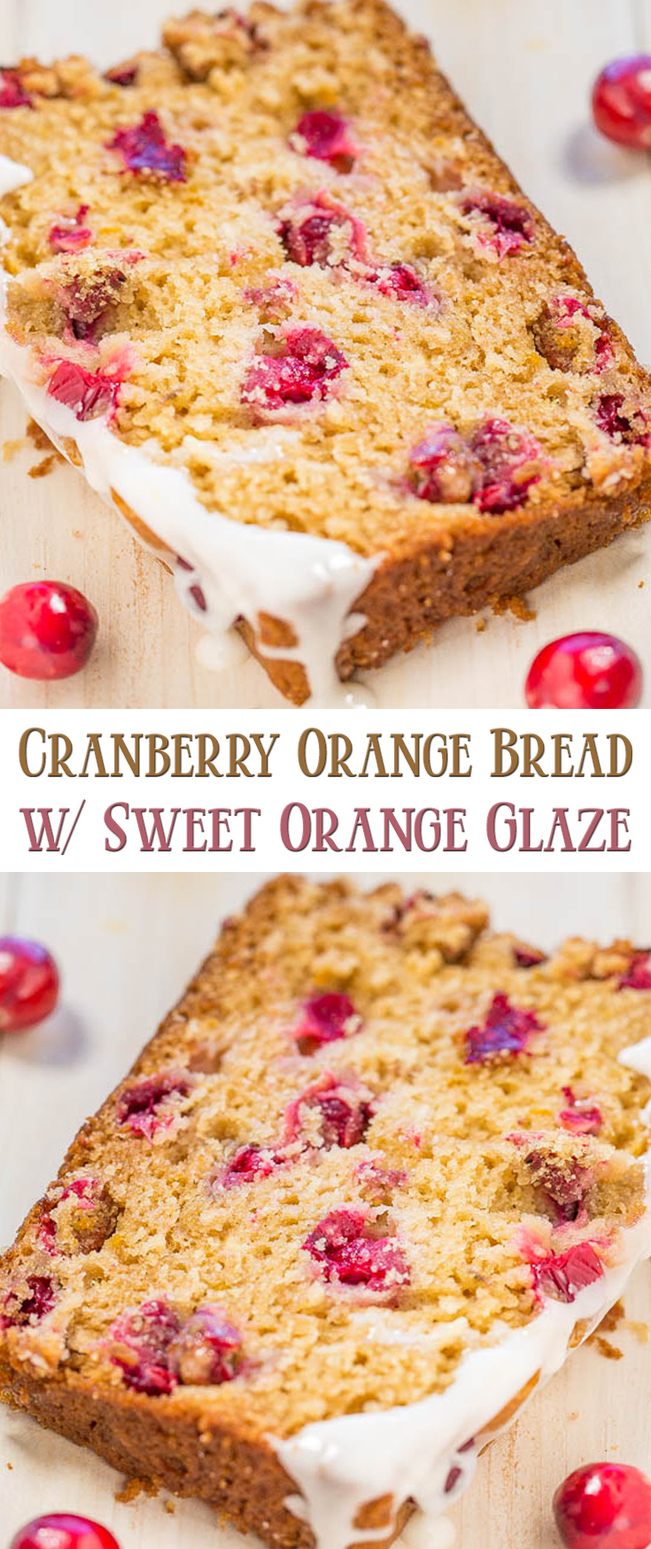 Cranberry Orange Bread with Sweet Orange Glaze
