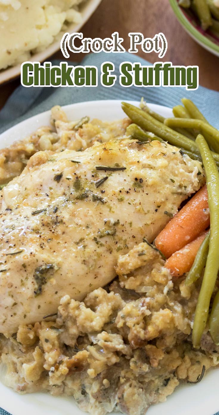 crock pot chicken and stuffing/dredge with flour and brown