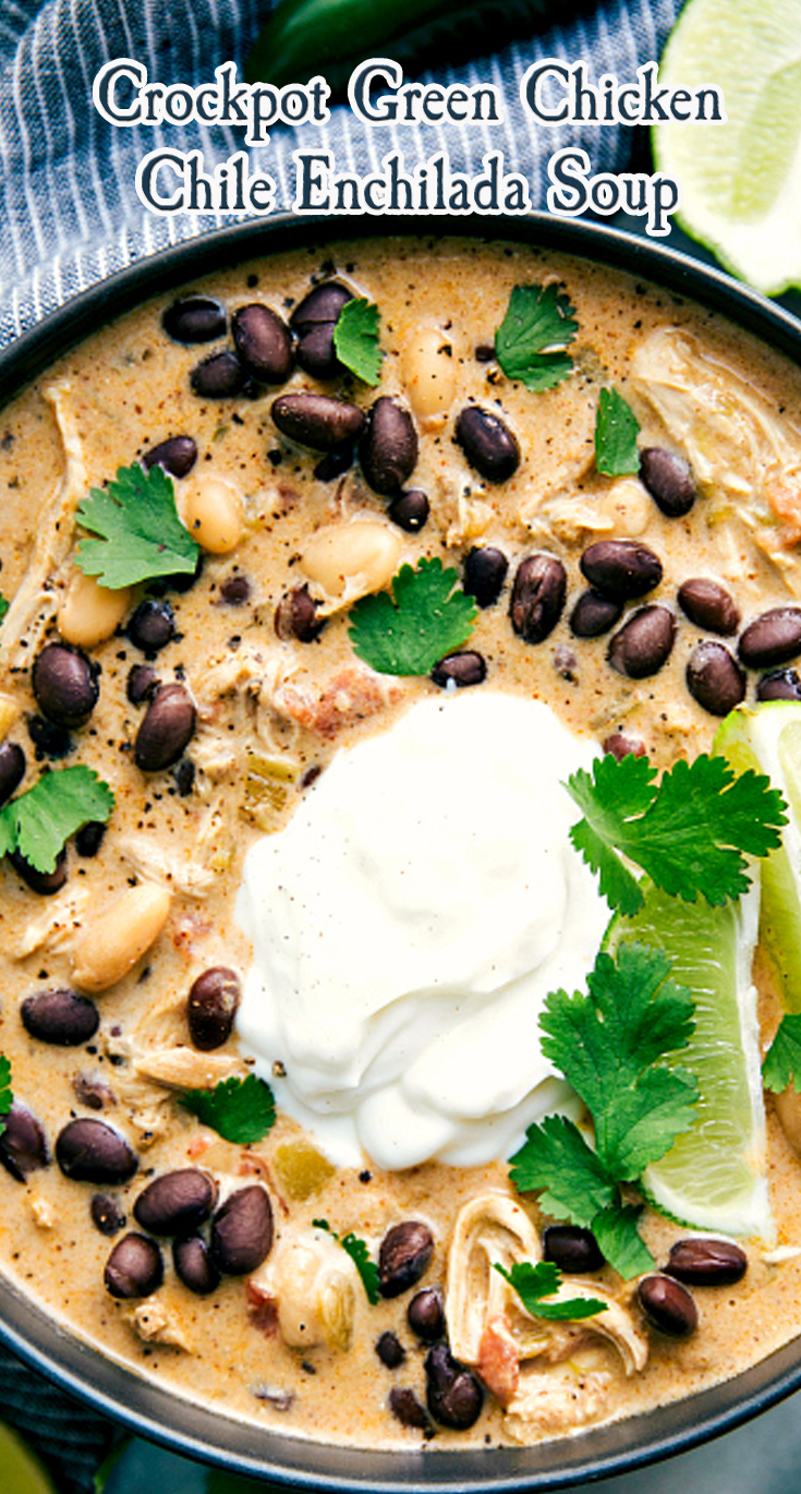 Crockpot Green Chicken Chile Enchilada Soup