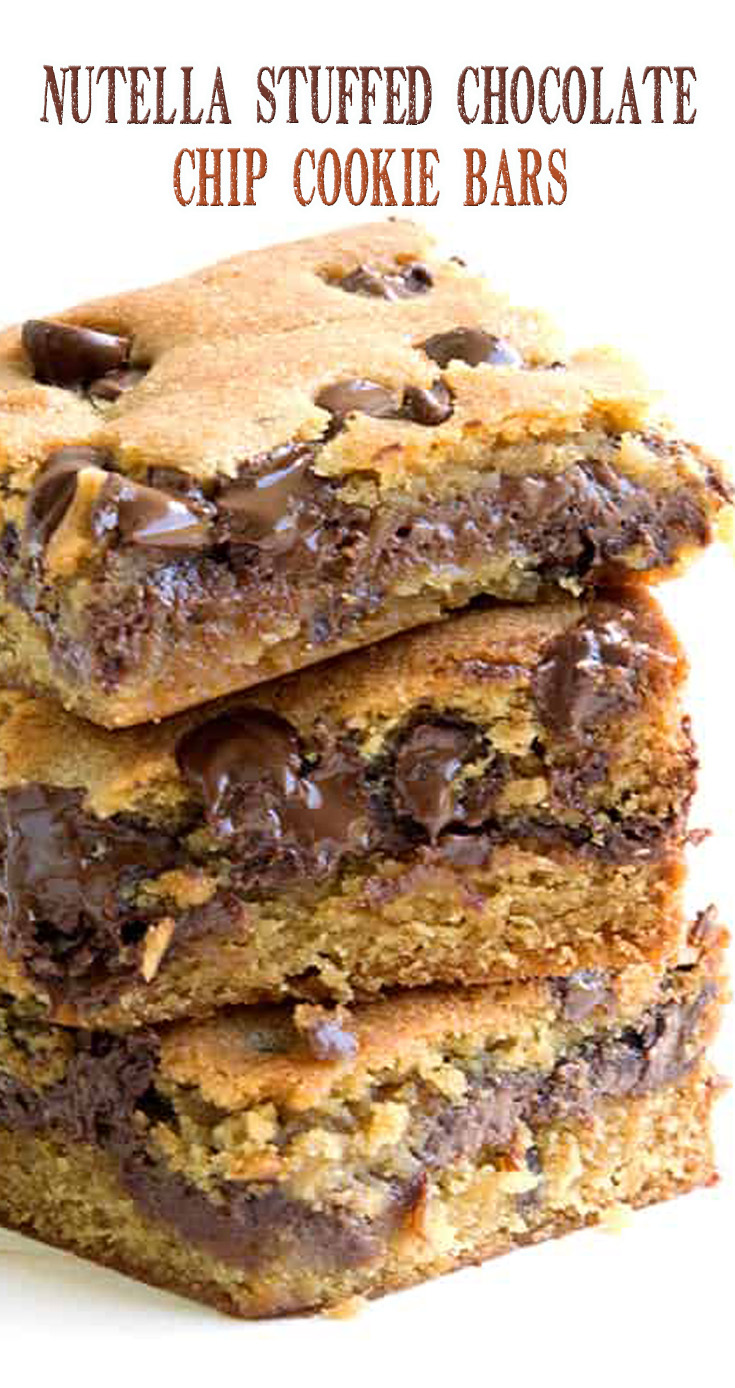 Nutella Stuffed Chocolate Chip Cookie Bars