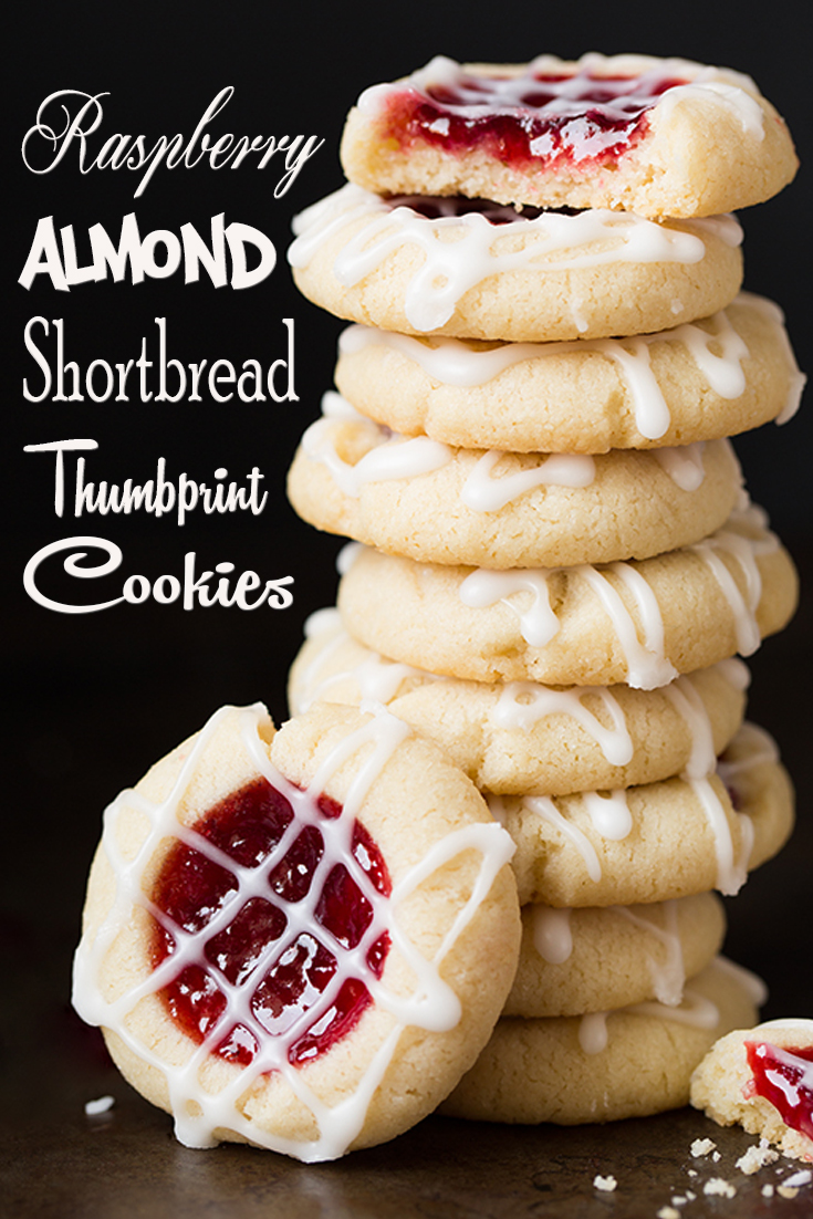 Raspberry Almond Shortbread Thumbprint Cookies