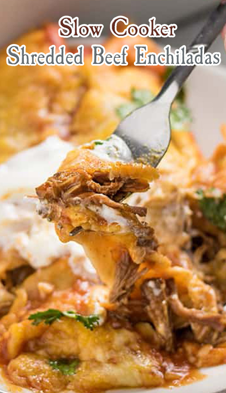 Slow Cooker Shredded Beef Enchiladas