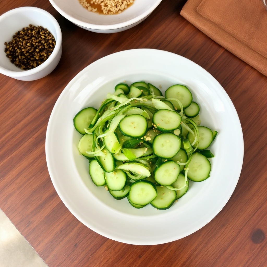 Insalata Croccante di Cetrioli con Salsa di Sesamo Piccante