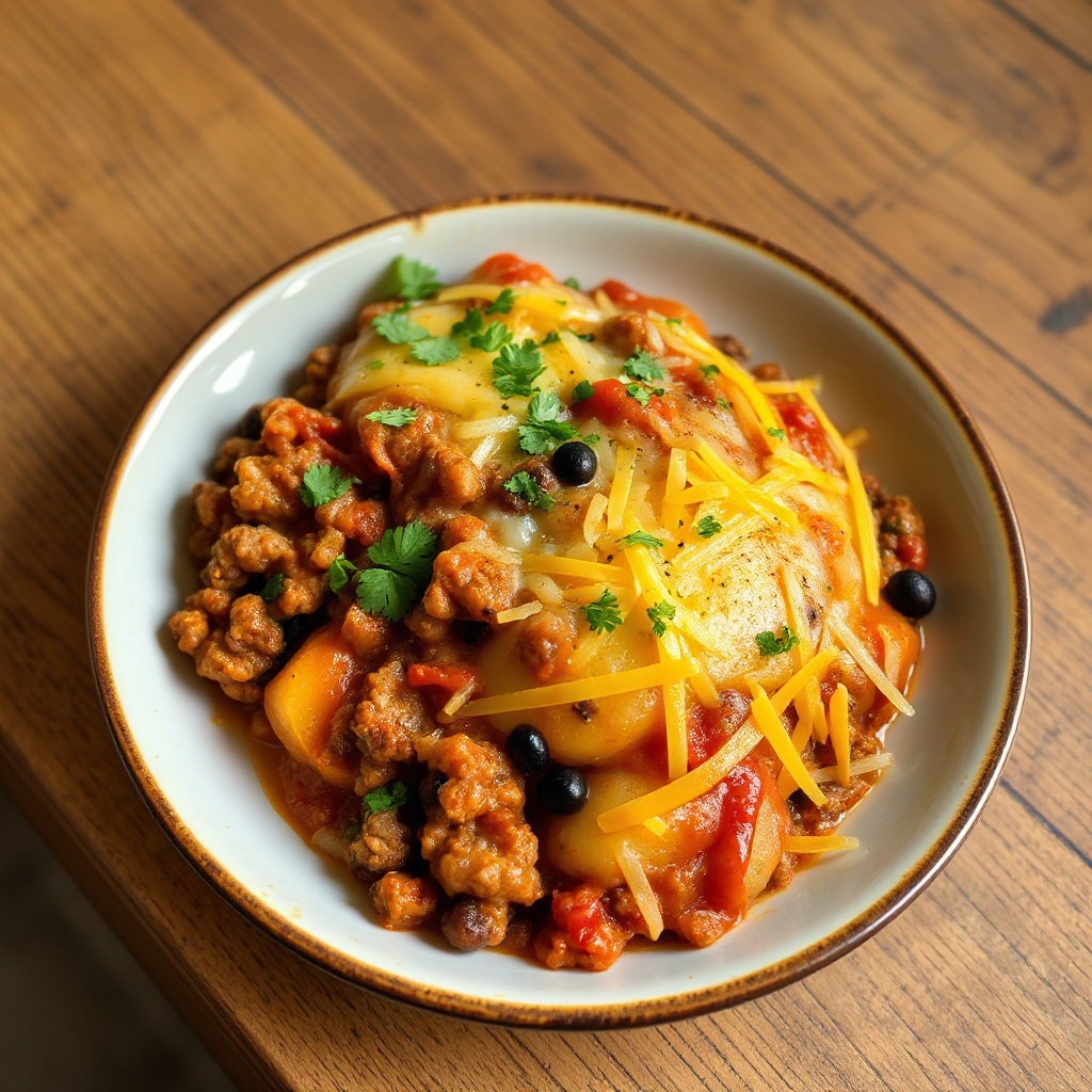 Käse-Bohnen- und Kartoffelauflauf