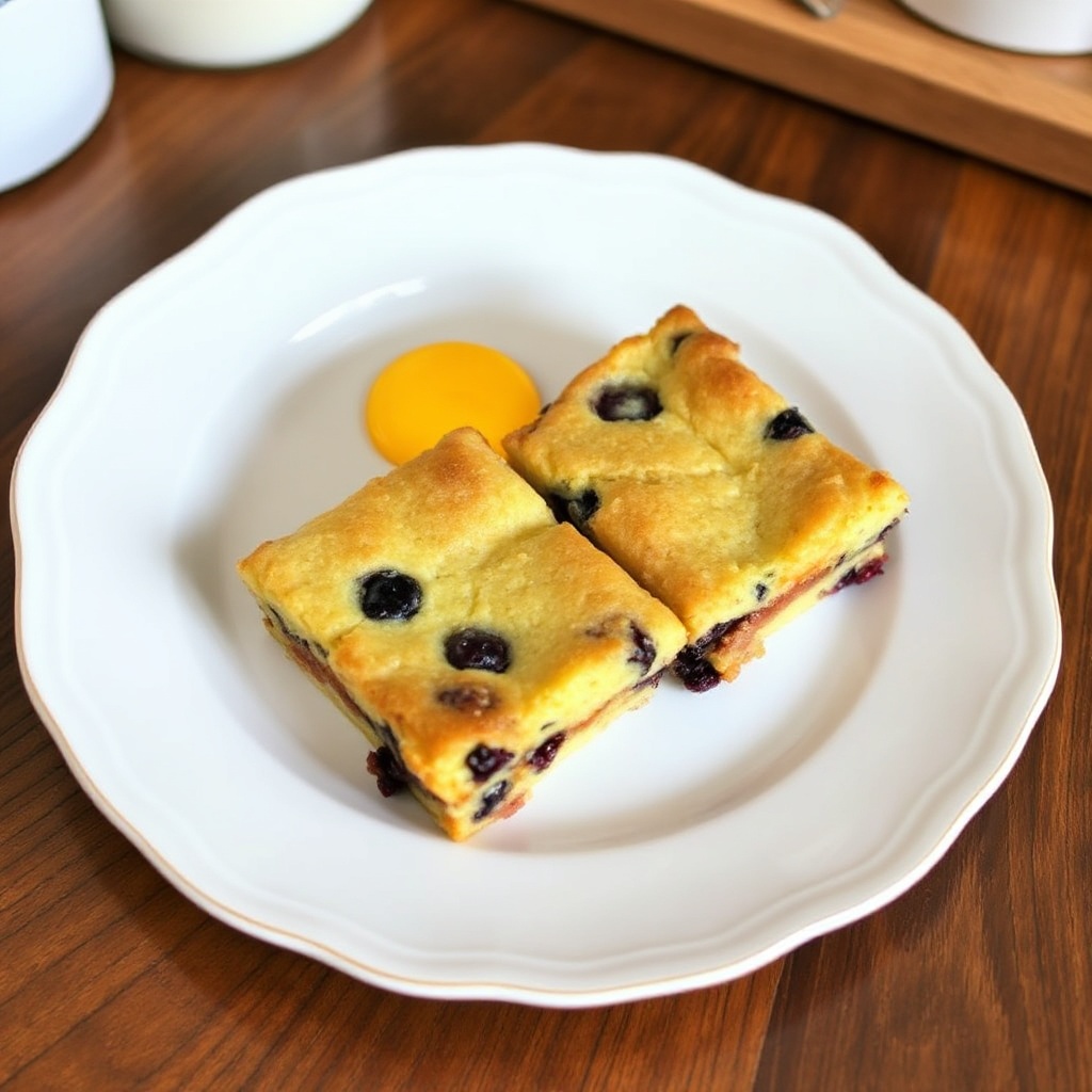 Quadrati di Colazione Salati con Salsiccia e Mirtilli