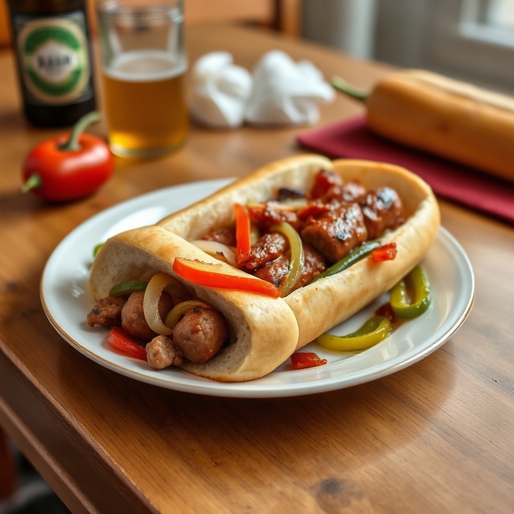 Herzhafte Wurst- und Paprika-Hoagies