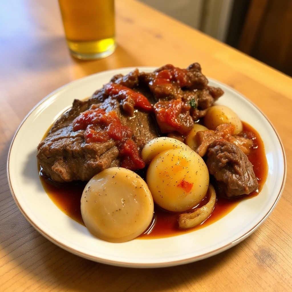 Herzhafter Biergeschmorter Rinderbraten