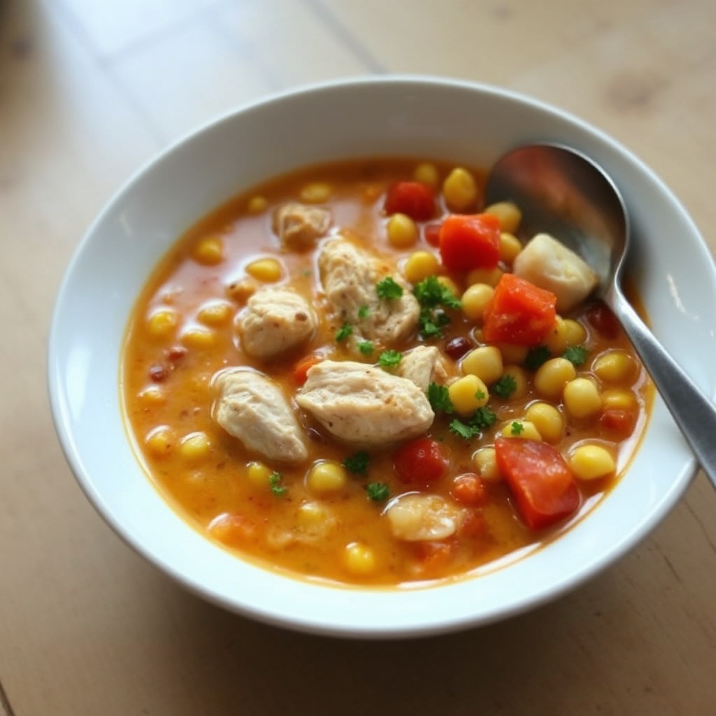 Zuppa di Mais Piccante con Pollo Chipotle
