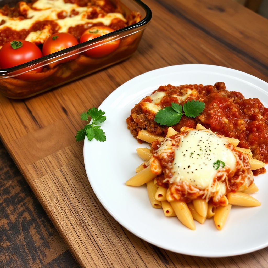 Pasta al Forno con Formaggio e Sugo di Carne