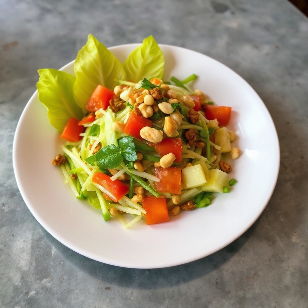 Zesty Green Papaya Salad with Crunchy Nuts