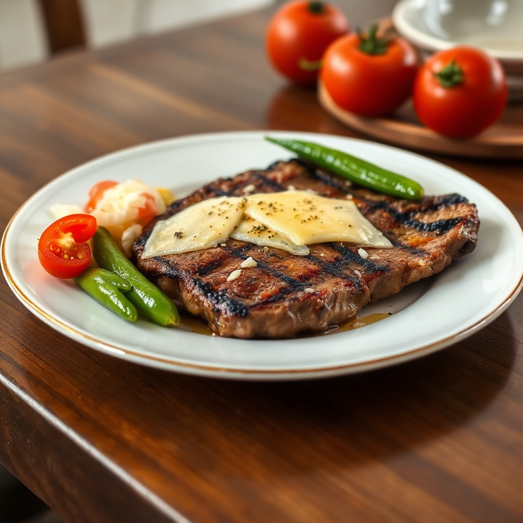 Mexikanisch gegrilltes Steak mit Käse und Paprika