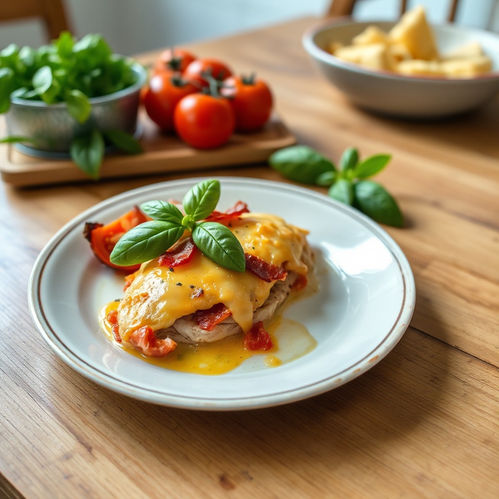 Käse-Bacon-gefüllte Hähnchenfreude