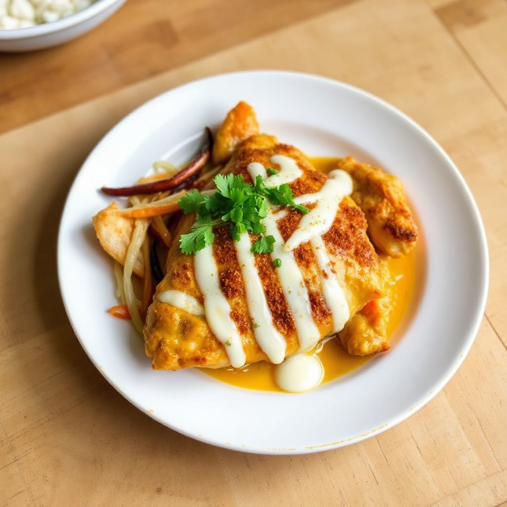 Knuspriges Thai-Hühnchen mit Kokosnuss-Drizzle