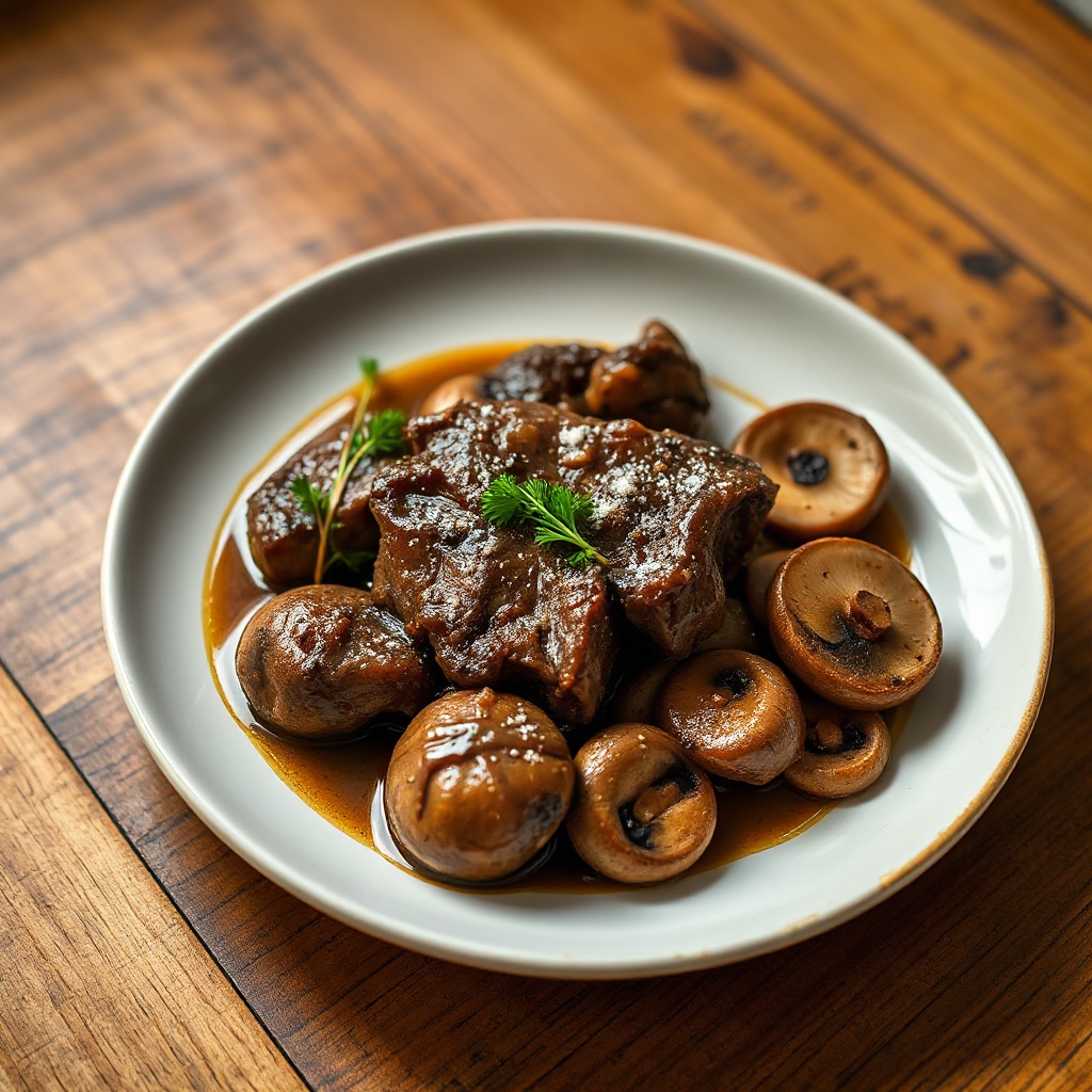 Braised Beef Short Ribs with Savory Mushrooms
