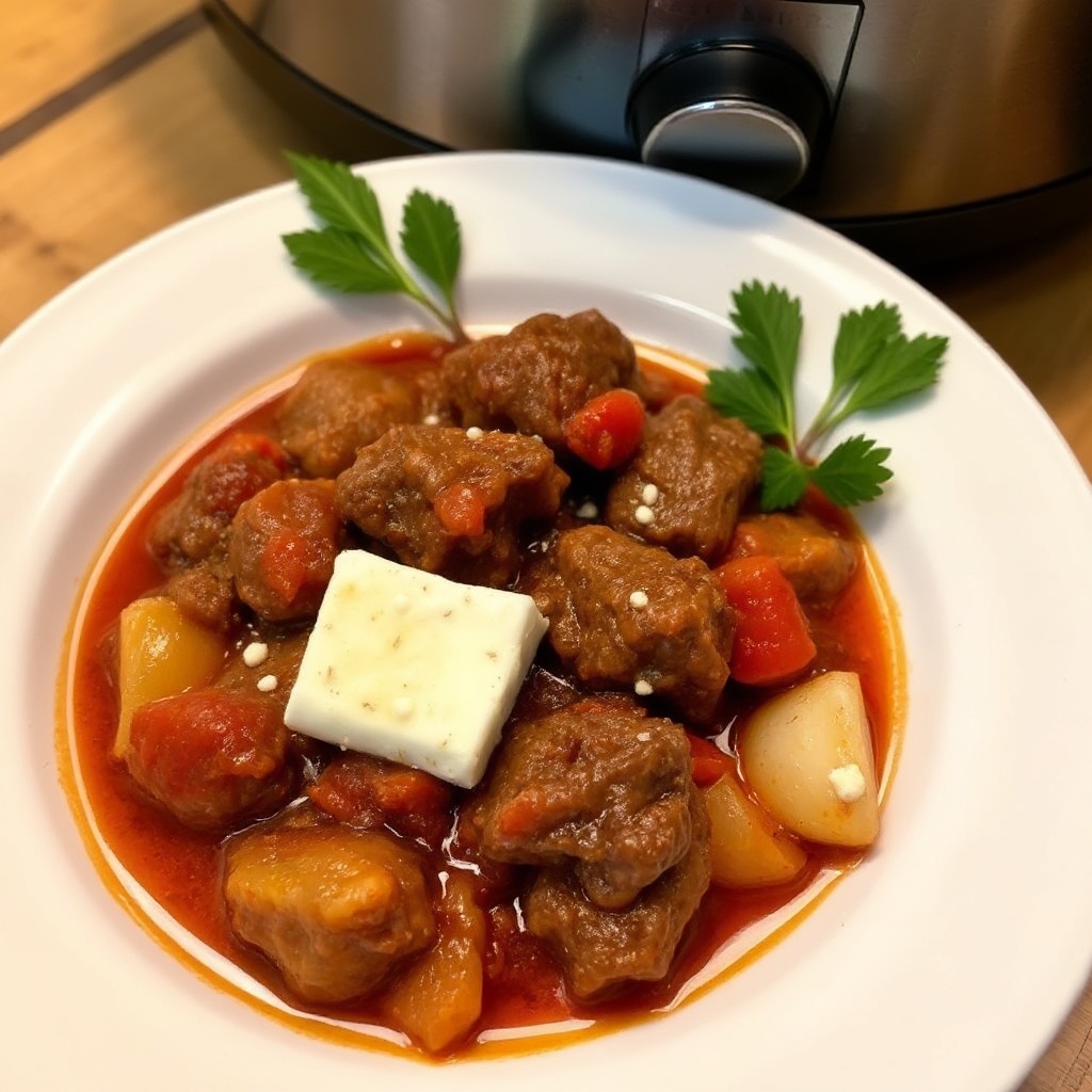 Langsame Koch griechischer Rindereintopf