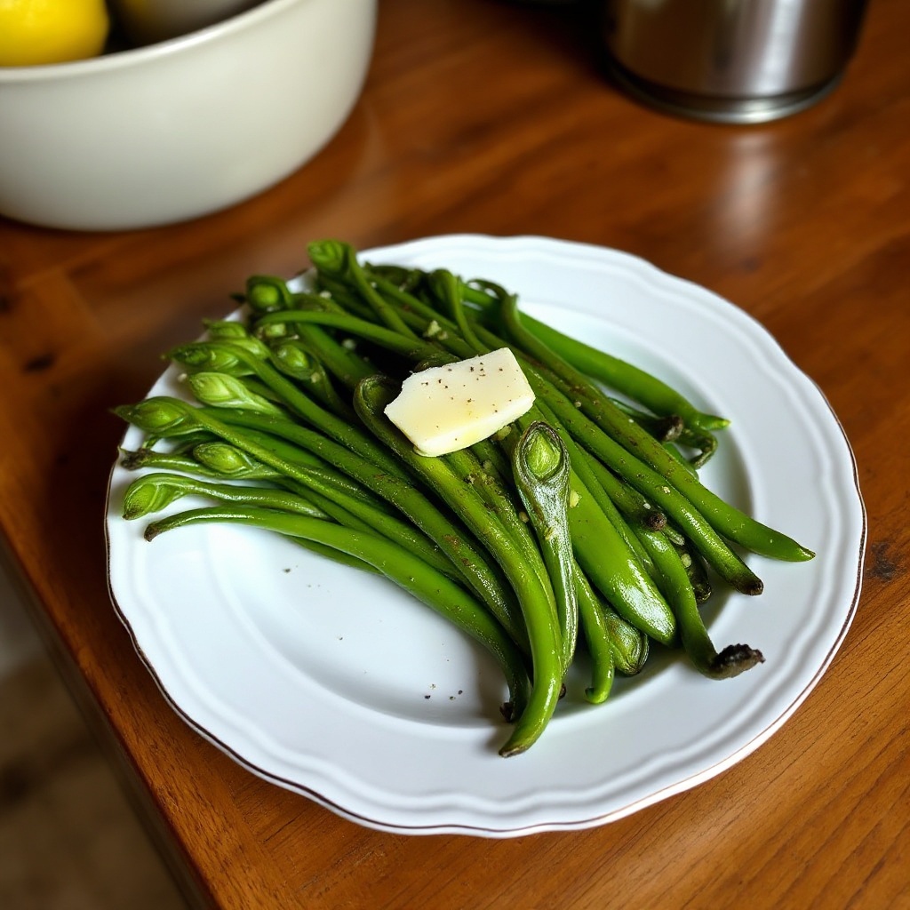 Zitronen-Knoblauch gebratene Fiddleheads