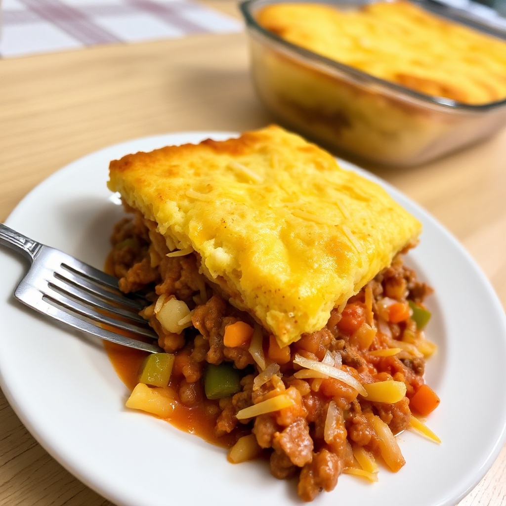 Käse-Tamale-Pie mit Maisbrot-Belag