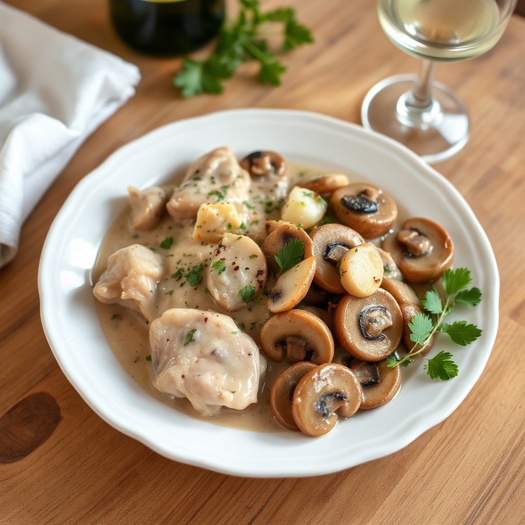 Pollo alle Erbe Salate in Salsa Cremosa di Funghi